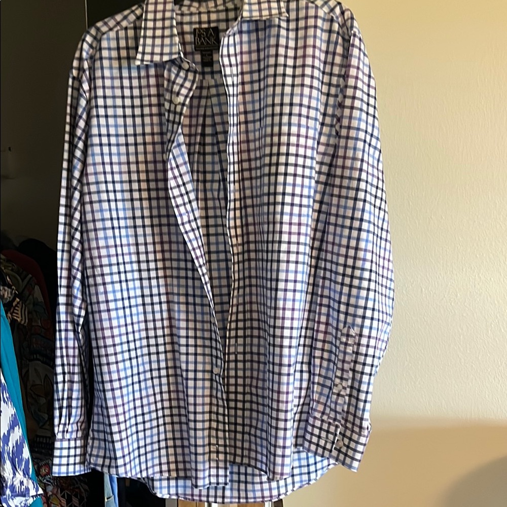 Jos. A. Bank Blue and White Casual Button Down Shirt